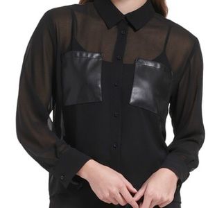 Calvin Klein shear with faux leather